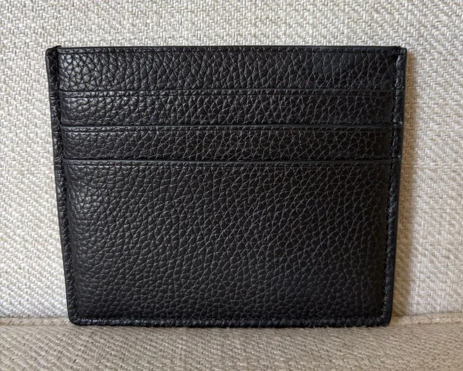Vera Bradley Slim Solid Black Pebbled Leather Card Wallet 2024