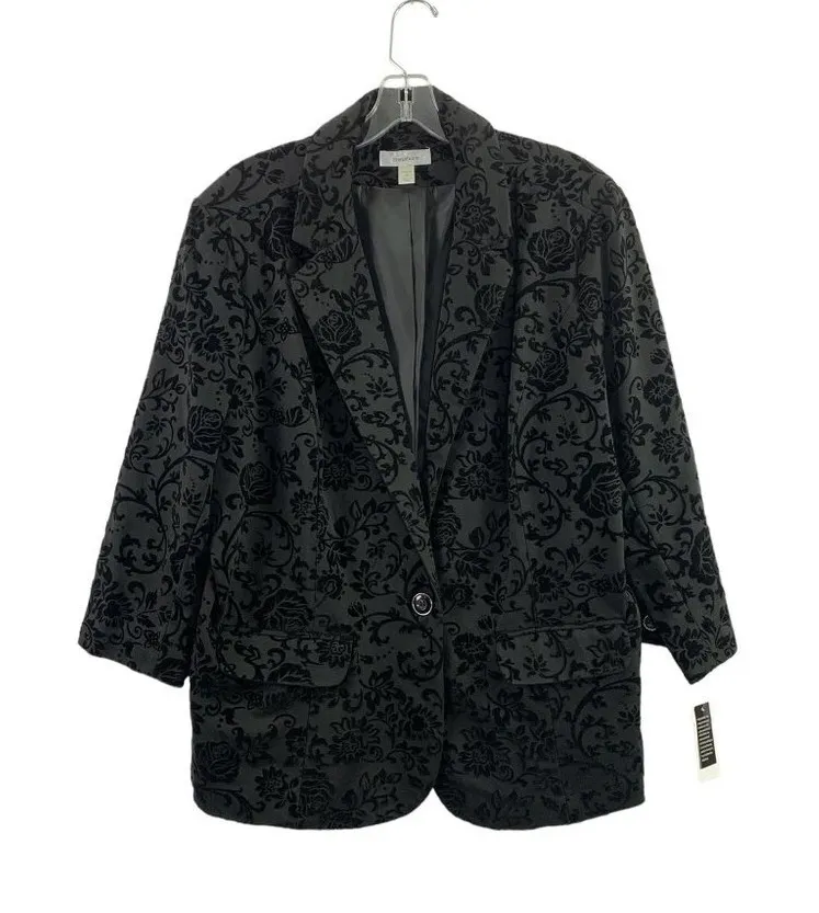 Dressbarn Women's Black Rose Blazer