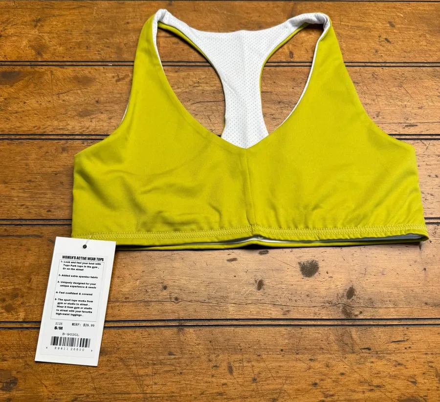 Leggings Park Women Active Gear Tank Top Lime Green Racerback Sports Bra S M