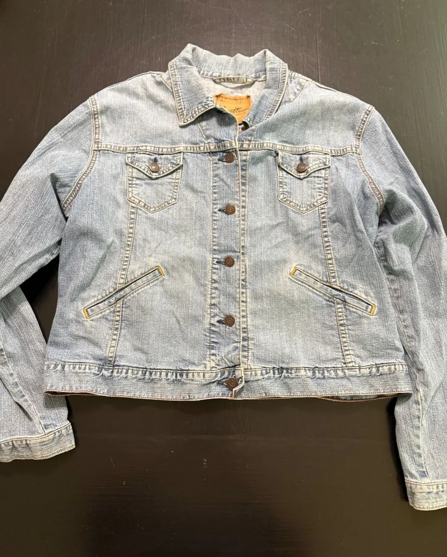 Vintage Levi Strauss Signature Denim Jacket Light Wash Trucker Button Up Large Blue