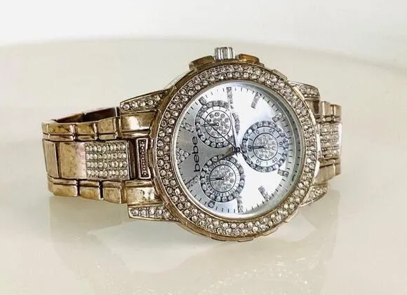 Bebe SILVER DIAL CRYSTAL BEZEL WATCH