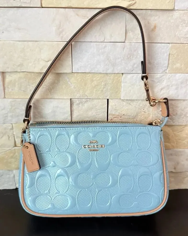 New‼️Coach Nolita 19 In Signature Leather With Charms Gold Light Blue