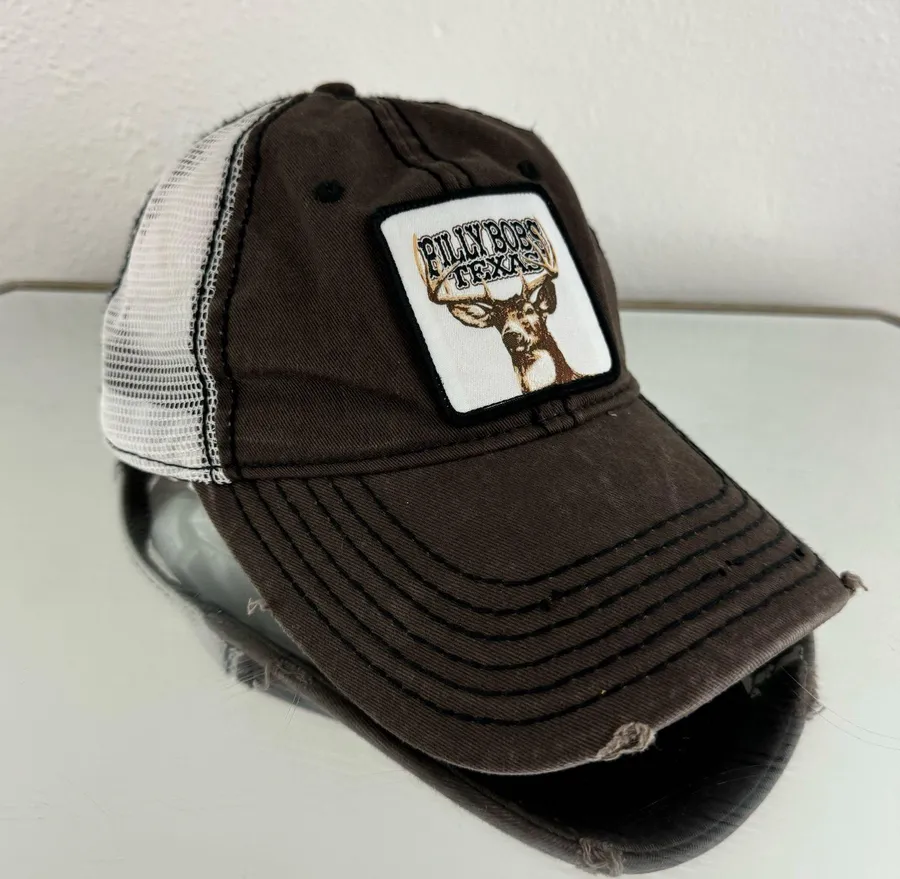 BILLY BOBS TEXAS Y2K Brown White Buck Rack Addict Country Baseball Hat
