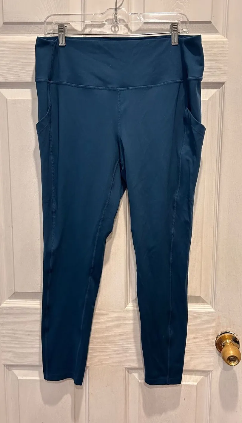 32 Degrees Cool Womens XL Teal Blue Green High Waisted Pocket Active Leggings