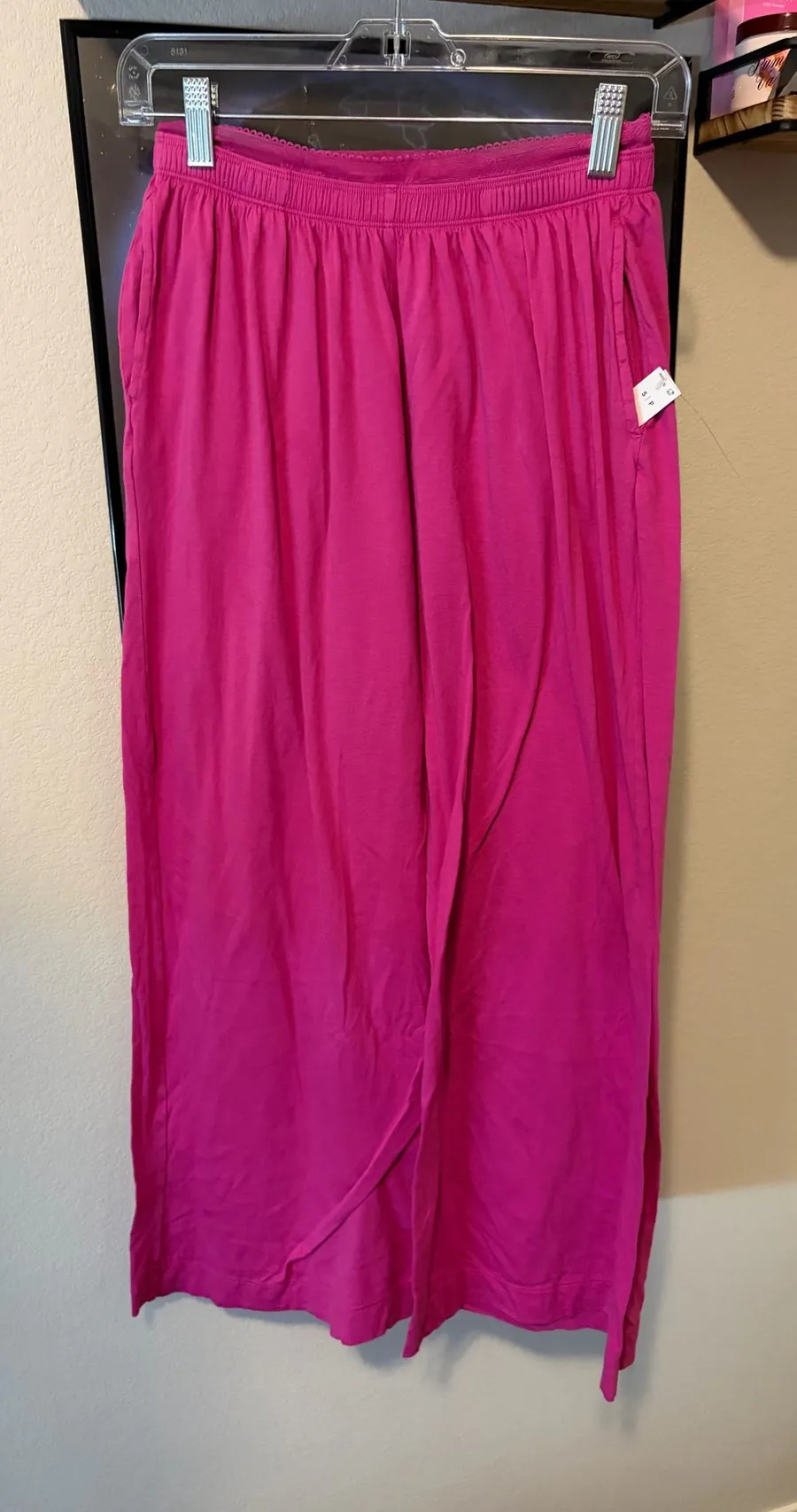 Pink wide leg sleeping pants