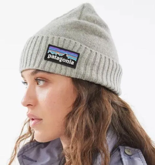 Patagonia Brodeo Beanie Gray Logo Wool Blend Outdoors