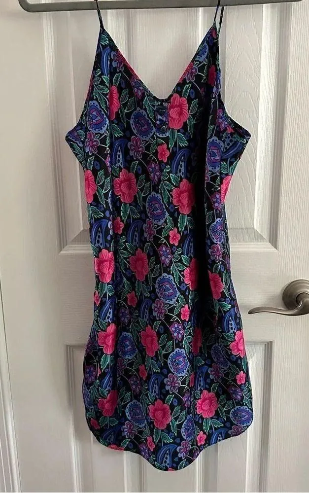 Inner Most Vintage Floral Satin Nighty Slip Dress Size Small