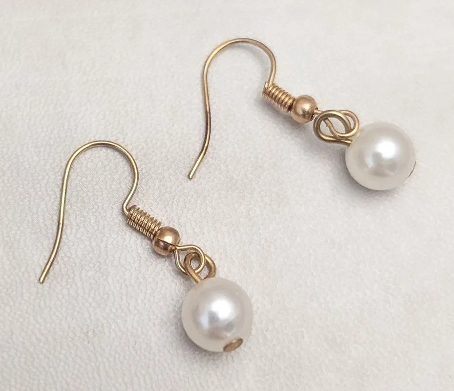 Vintage Faux Pearl Hook Dangle Earrings