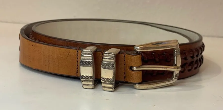 Goforgreen Women’s Western Belt Tan Leather with Silver Buckle Size 38/40 Tan