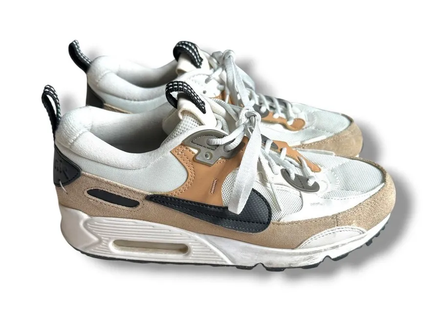 Nike Air Max 90 Futura Womens 7.5 White Tan Black Sneakers Shoes DM9922-002