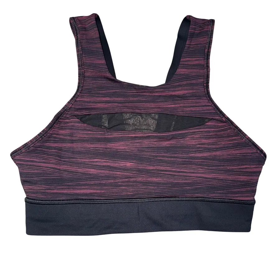 Lululemon Invigorate Bra High Neck Space Dye Burgundy Black LW2AKPS Size 8