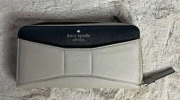 Kate Spade Women's Leila Zip-Around Wallet Multicolor Polka Dot Bow