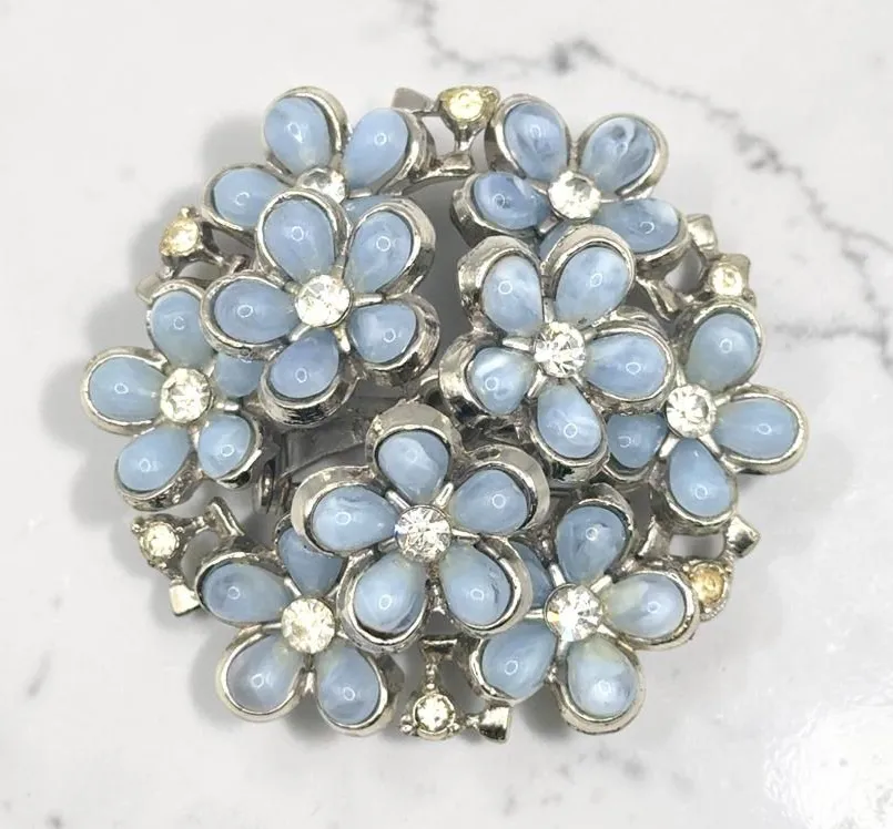 Coro Blue Flower Brooch