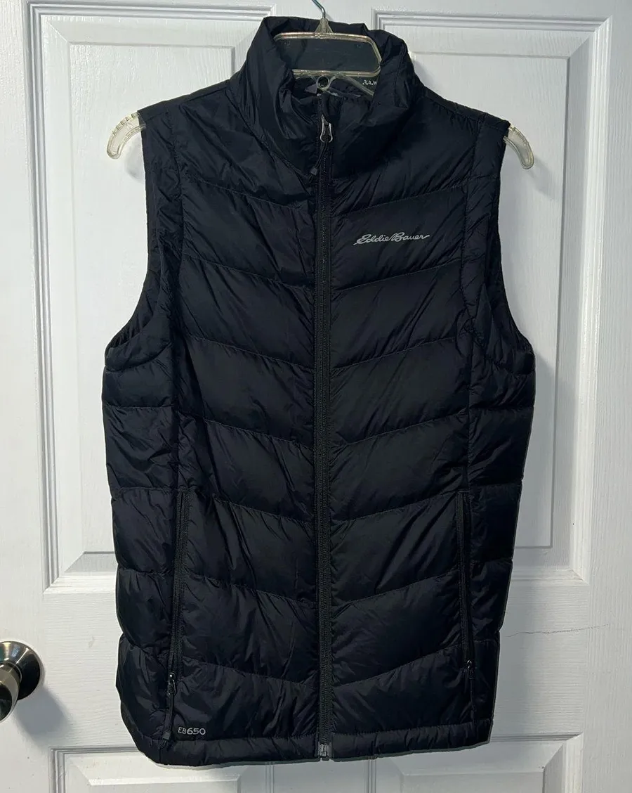 Down Vest quilted puffer zip up EB650 Black new small