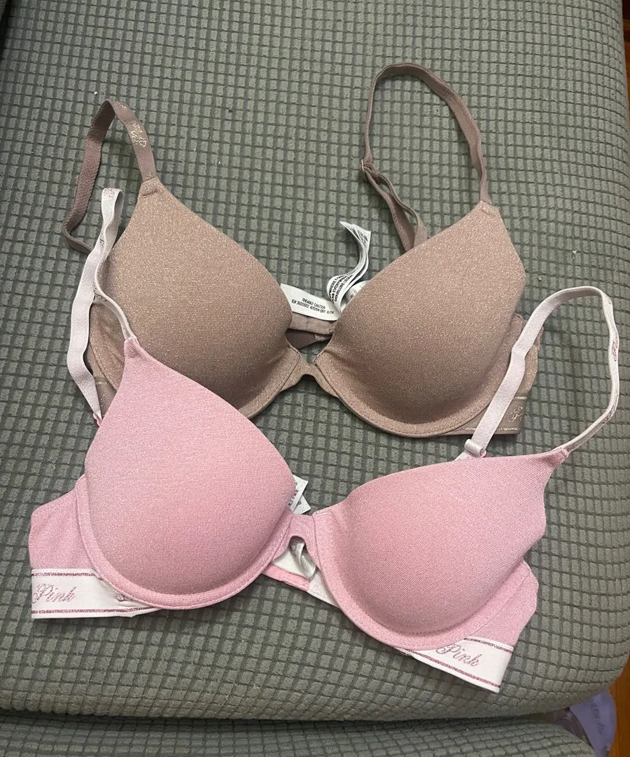 Pink by Victoria Secret Pink & taupe Lightly Padded Bras 32B Size undefined