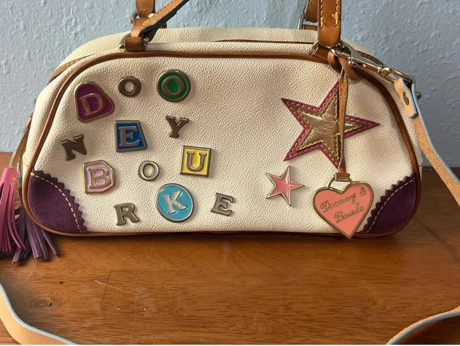 VTG Y2K Dooney & Bourke X Lindsay Lohan Alphabet Charm Satchel/Crossbody Bag #5