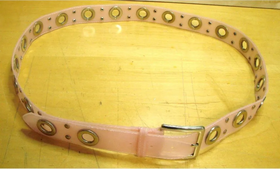 Pink Eyelet Grommet Silver Studded Jelly Belt Fashion Skater Sz 26 Runs Big READ