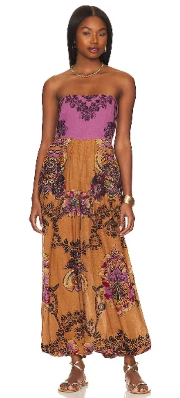Free People Indio Sun Jumpsuit in Golden Combo