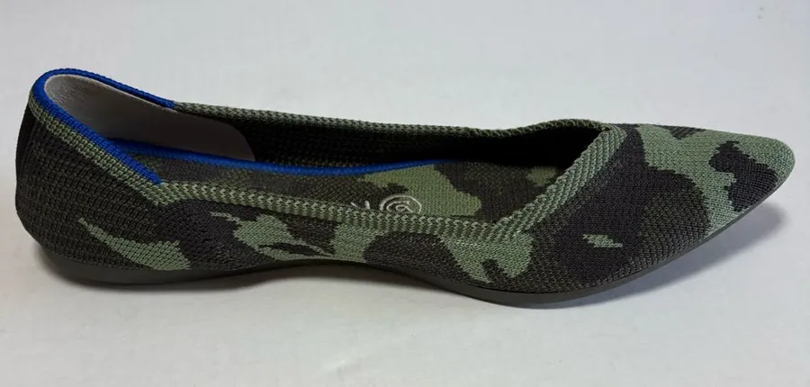 Rothy’s The Point Camo Knit Flats Women’s US 8 EU 38.5 Green Camouflage Pointed