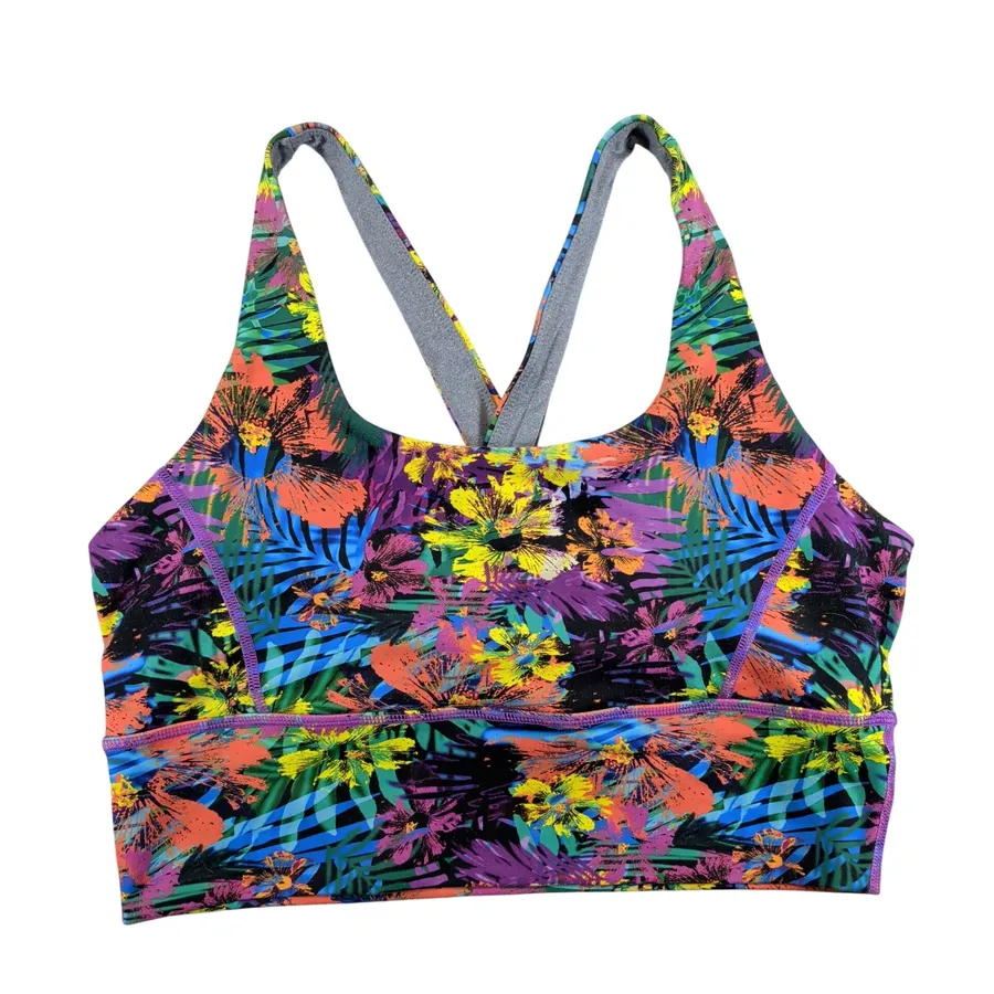 Born Primitive Womens XXL Tropical Floral Sports Bra Purple Blue Orange X