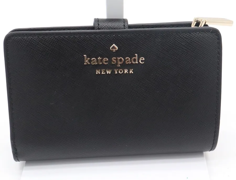 Kate Spade Staci Black Saffiano Leather Medium Bifold Wallet New