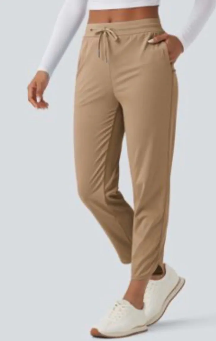 NWT Mid Rise Drawstring Curved Hem Golf Tapered Pants with Pockets - Cartouche
