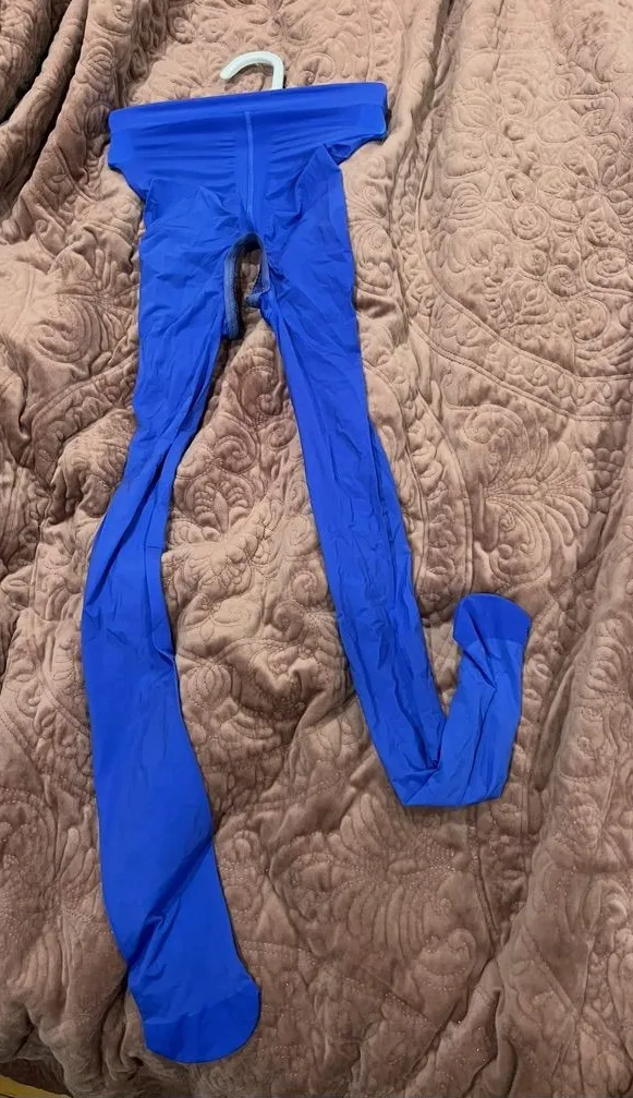 Bright Royal Blue crotchless Sheer Tights