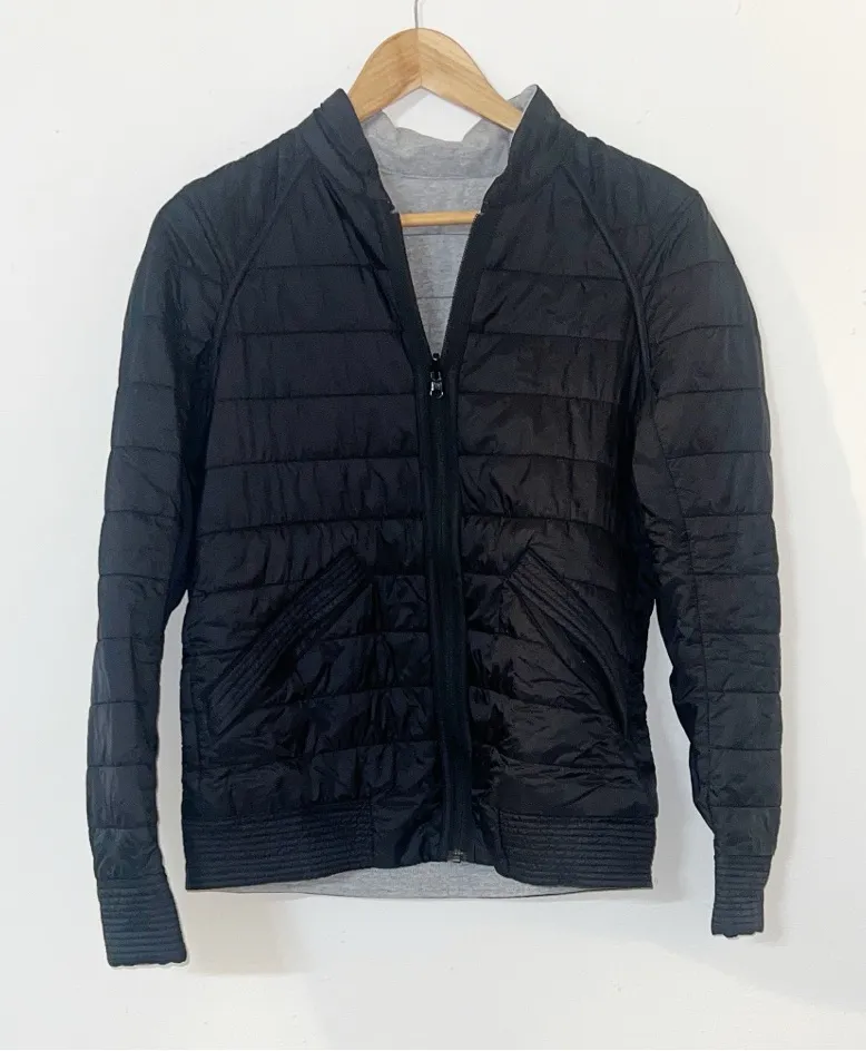 Lululemon puffer reversible black heather gray bomb bomber primaloft jacket