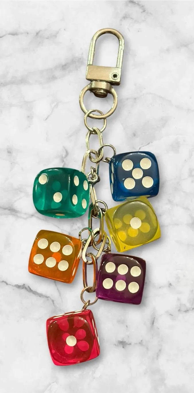 Colorful Dice Charm Keychain