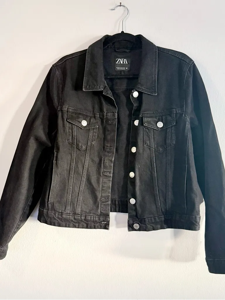 ZARA Black Denim Jacket Size XL