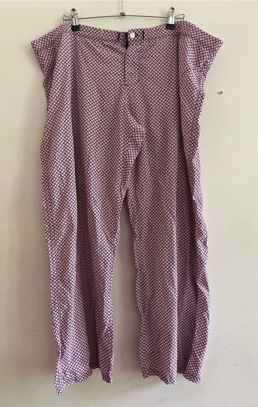 Vintage Aerie Pink Purple Floral 100% Cotton Pajama Pants XL Loungewear Cottage