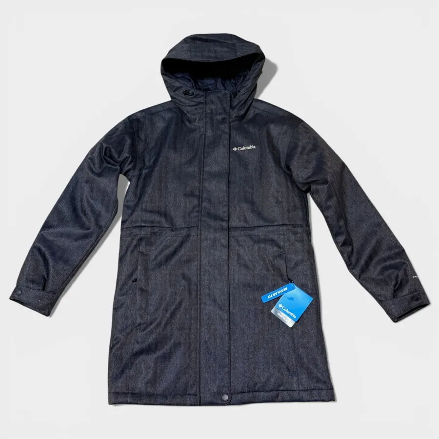New Columbia Portland Point Parka Women's XS Black Herringbone Hooded Jacket