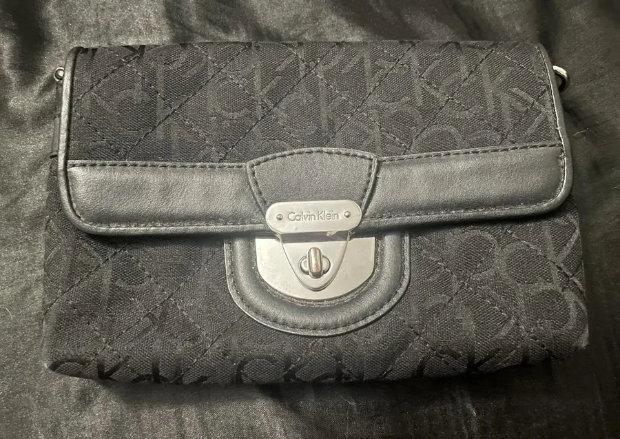 Calvin Klein Signature Logo Canvas Trifold Wallet Clutch
