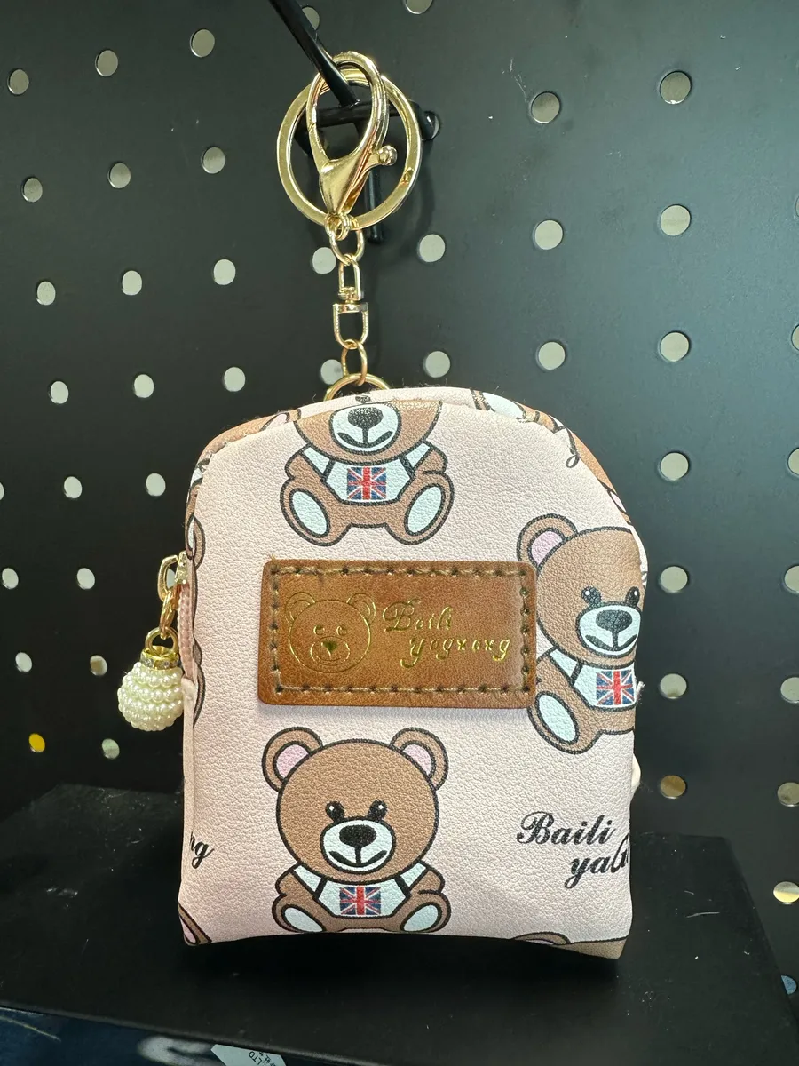 Mini Teddy Backpack Charm • Cute Bag Charm Keychain Pink Size undefined