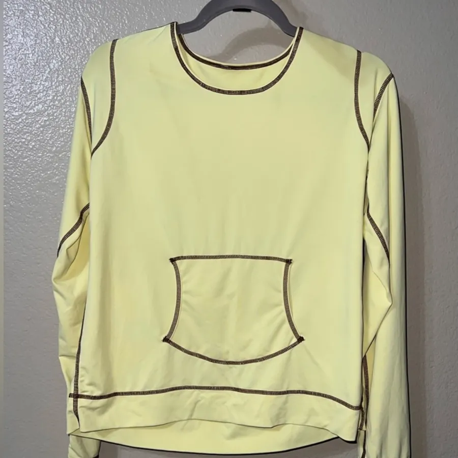 Athleta Long Sleeve Summer Shade Rash Guard Top Yellow/Greenish Sz XS