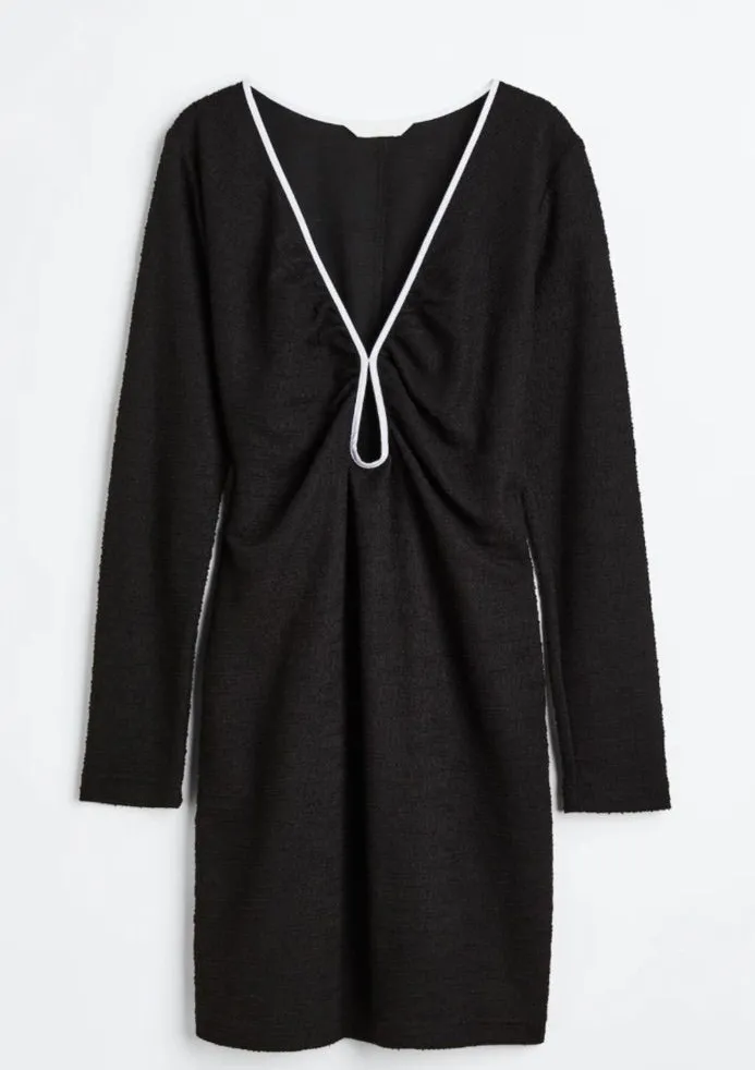 H&M Keyhole-Detail Bouncle Black One-Piece Swim Casual Dress Women’s Size XL