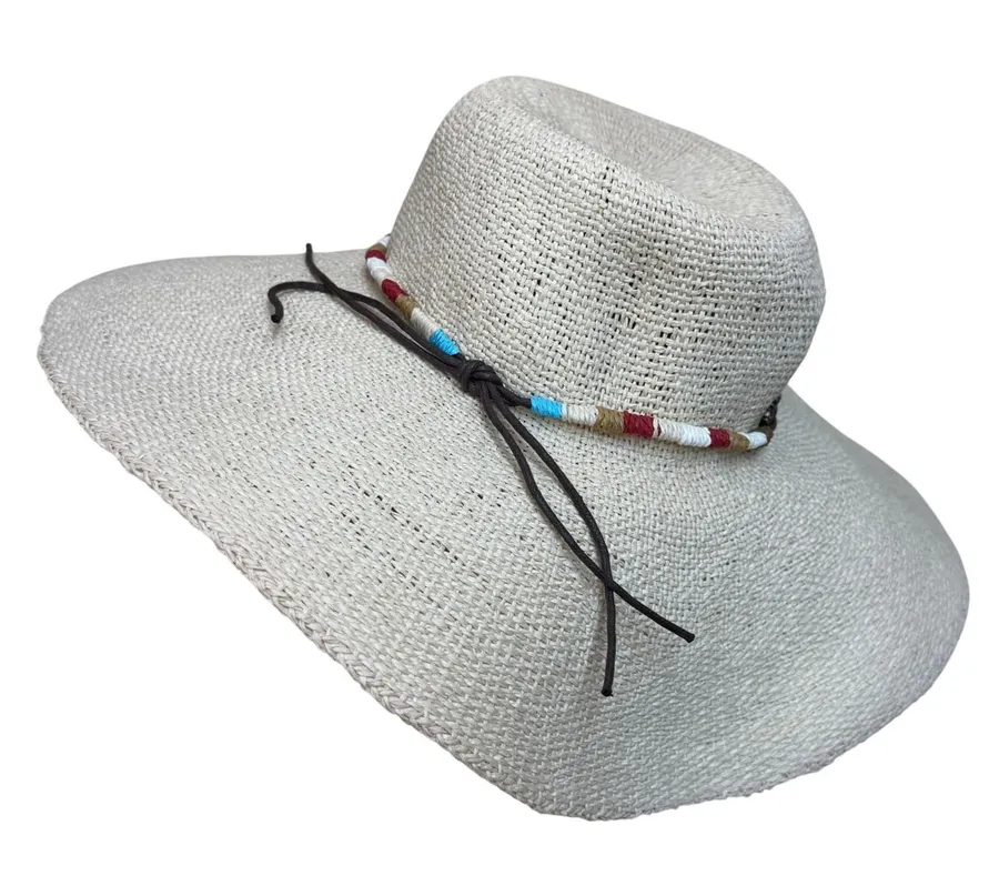 Tommy Bahama Wax Cord Swinger Natural Toyo Straw Wide Brim Sun Hat 101444 OS NWT
