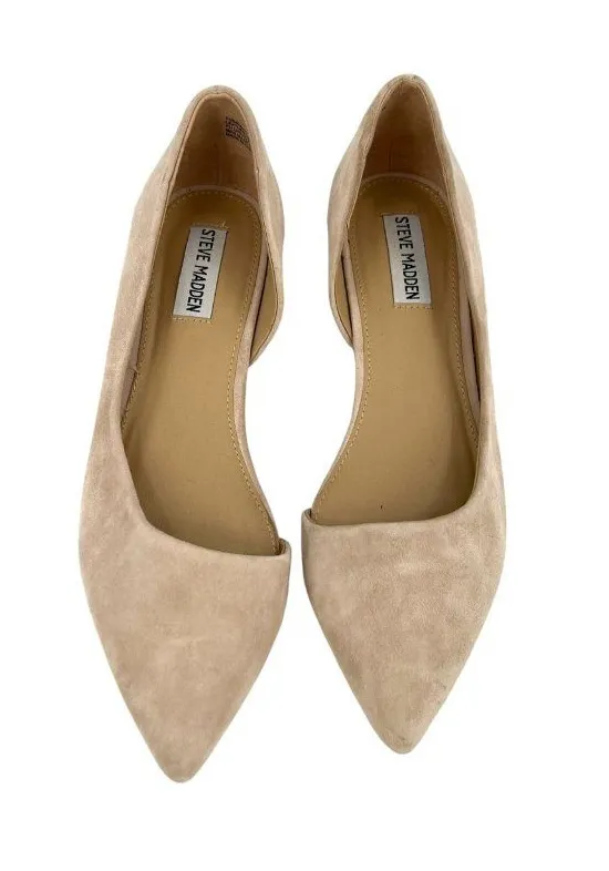 Steve Madden Audriana Beige Suede Pointed-Toe D'Orsay Flats Size 9 Quiet Luxury