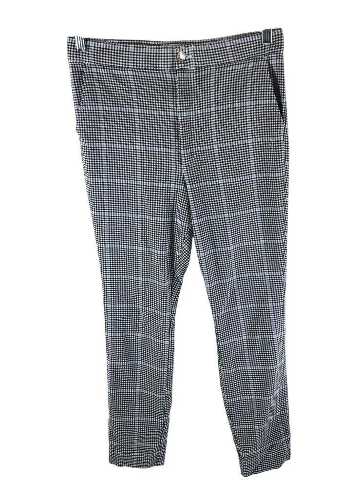 Hollister Womens Ultra High Rise Skinny Pants Plaid Black White Blue L