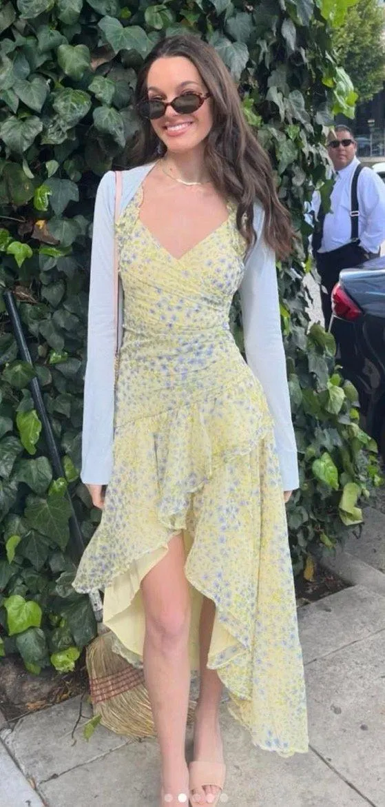 Abercrombie and Fitch Ruffle Strap High-Low Maxi Dress