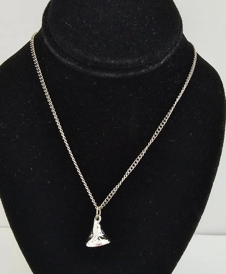 Vintage Silver Tone Hershey Kiss Pendant Necklace 16 Inch Curb Chain