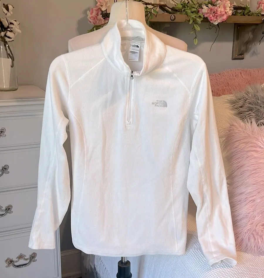 The North Face Lightweight Pullover White Long Sleeve Fleece Top Womens Medium
