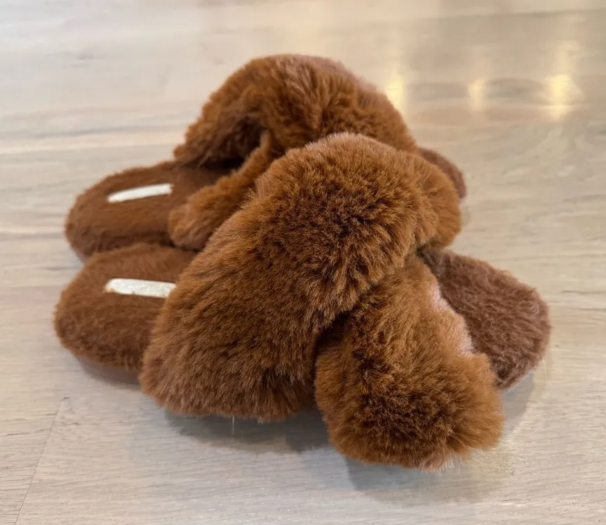 Halluci brown Faux fur slipper sandals size 40