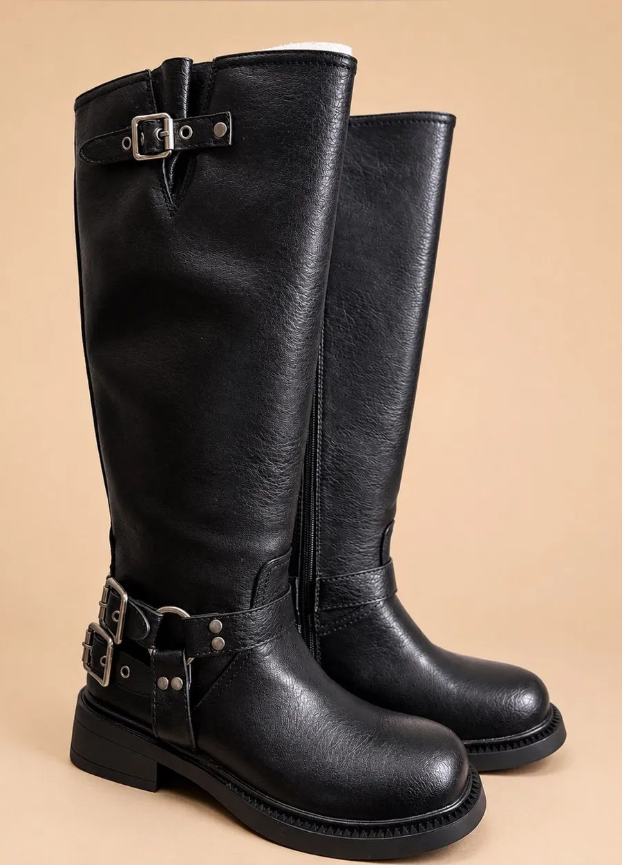 Billini Kaylen Riding Boots in Black, an edgy, knee