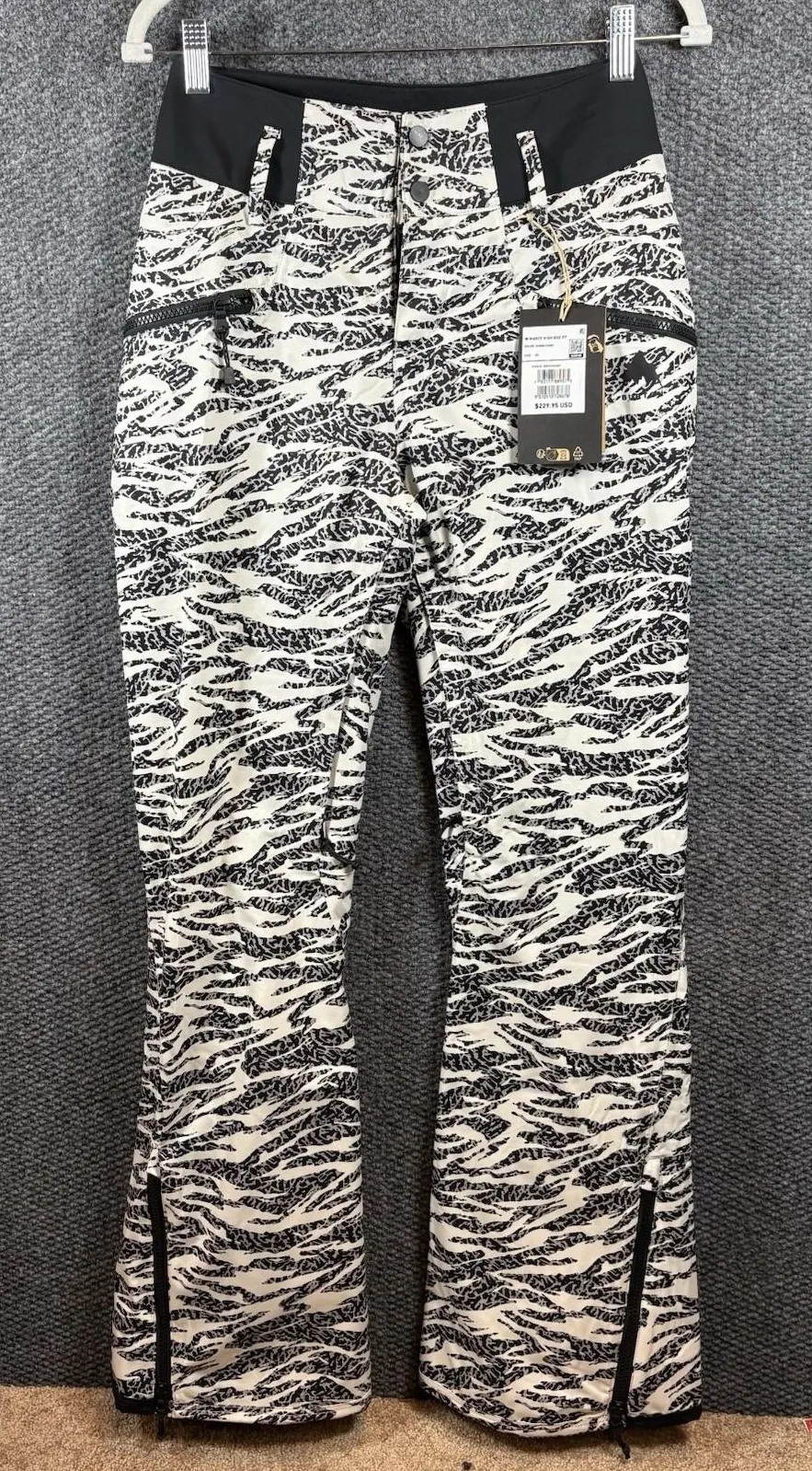 BURTON Womens S Snowboard Snow Pants Marcy High Rise Pant Zebra Camo, NWT $229