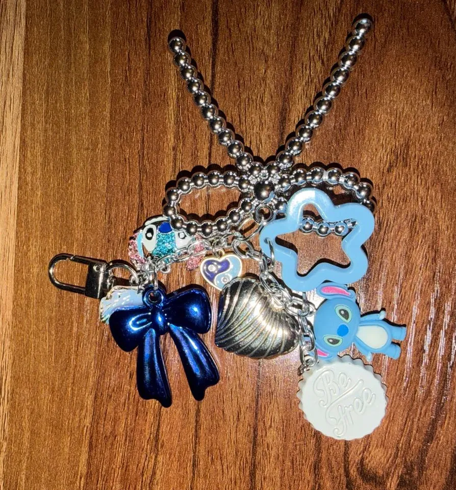 Disney Blue Stitch Keychain Charm Set