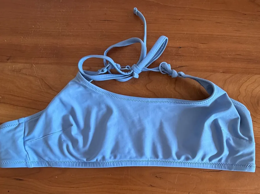 Aerie Light Blue Halter Bikini Top Adjustable Straps Size Large