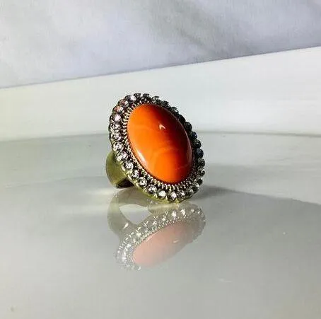 INC Large Coral Stone Ring