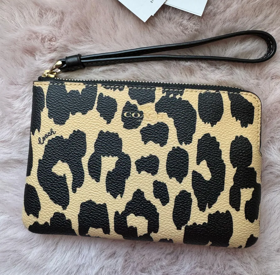 wristlet with leopard print card case wallet