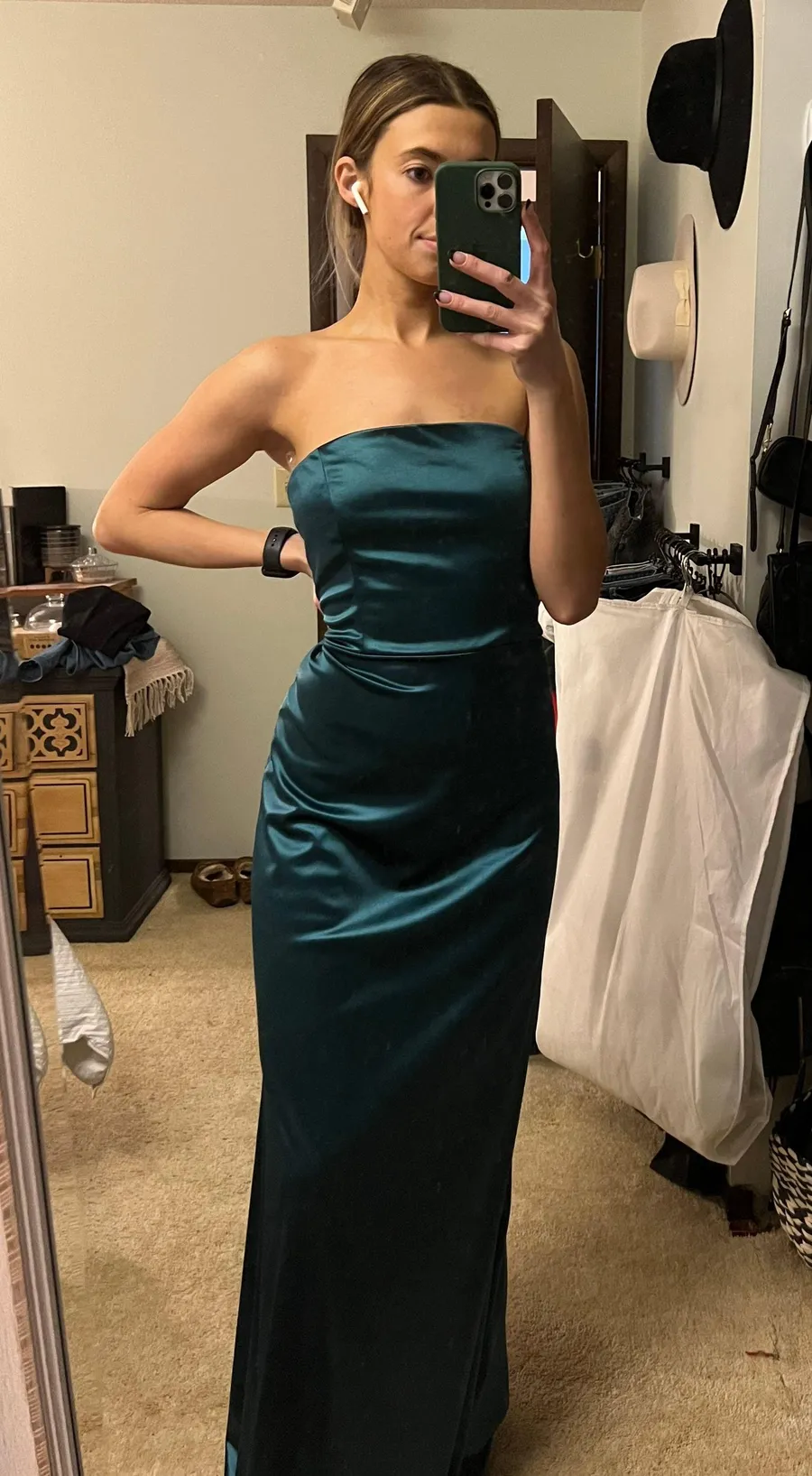Emerald Green Strapless Prom Dress Size 10